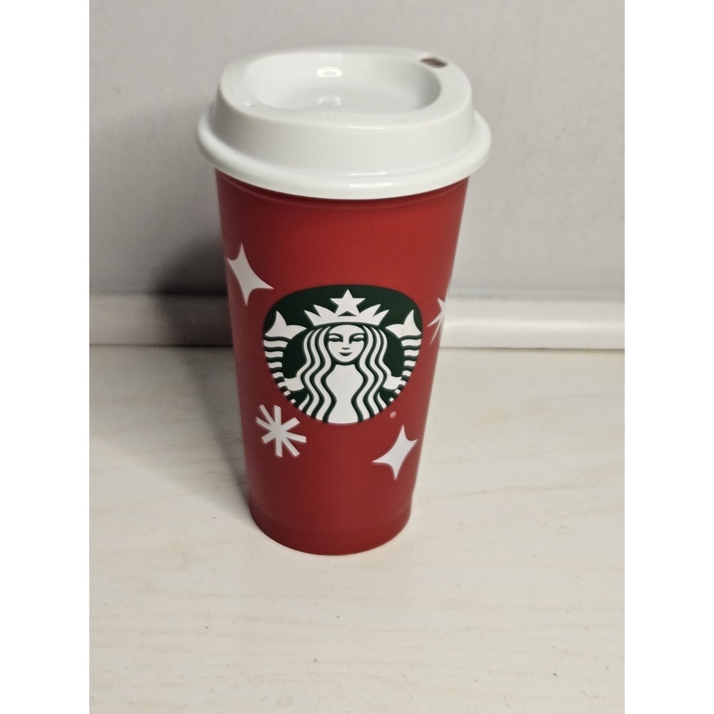 STARBUCKS Plastic Reusable Travel Coffee Mugs 16 oz Set Of 3 Red‎ Green & White